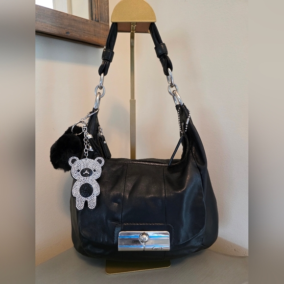 Coach Black Leather Kristen Hobo Bag With Crossbody Strap & Unbranded Charm - Picture 15 of 16